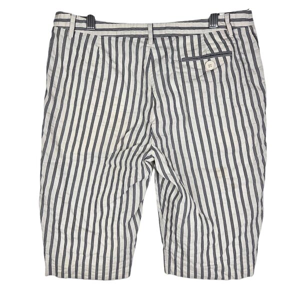 Moschino Women's Ivory Blue Striped Bermuda Shorts Sz 8 - Picture 2 of 6
